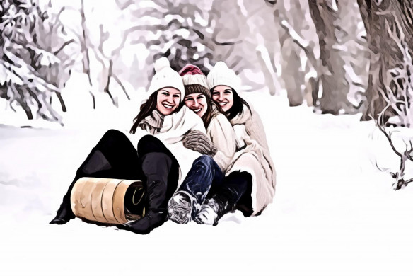 Girls snow toboggan