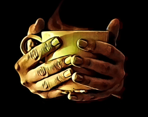 Hot cup in hands
