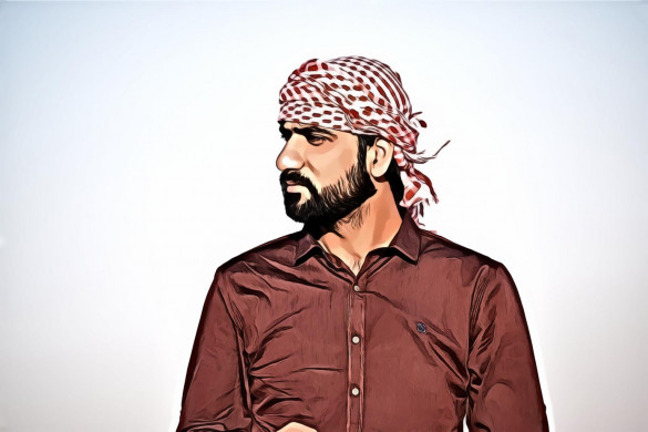 Portrait Photo of Man in Red Button-up Shirt and Red-and-white Headscarf