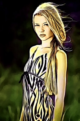 Blonde Woman Posing In Zebra Dress