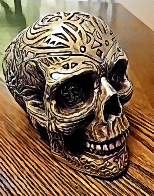 Ceramic Skull Figurine