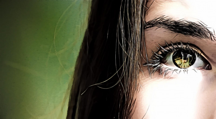 Close-Up Female's Green Eyes