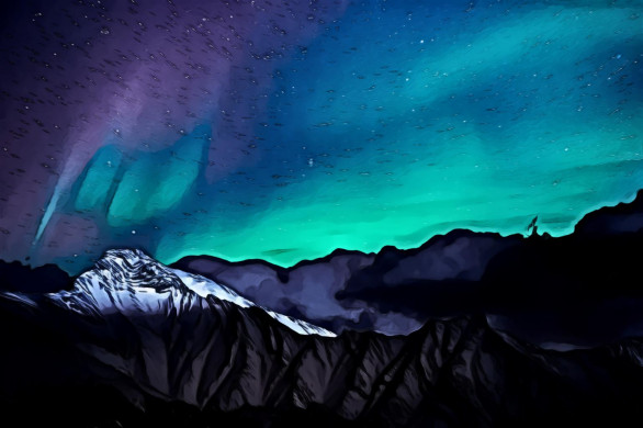 Landscape of Mountain With Polar Lights