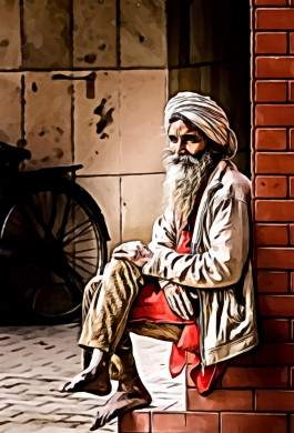 Man in White Kafiyeh Sitting