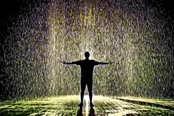 Man Standing Under the Rain