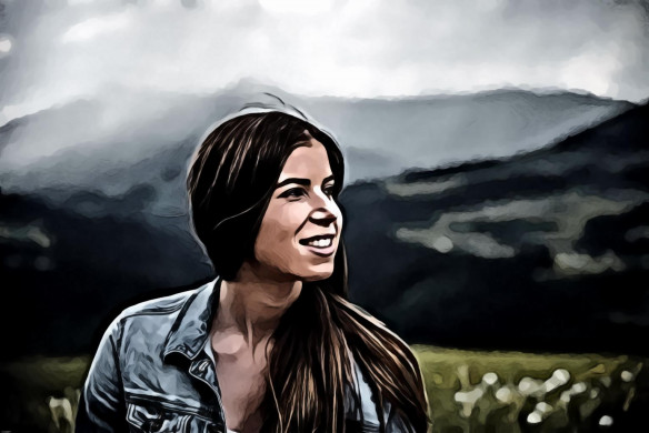 Smiling Woman With Mountains On Background
