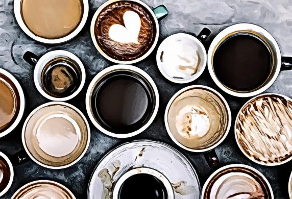Top View Photo of Ceramic Mugs Filled With Coffees