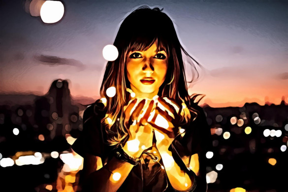 Woman Holding Fireflies