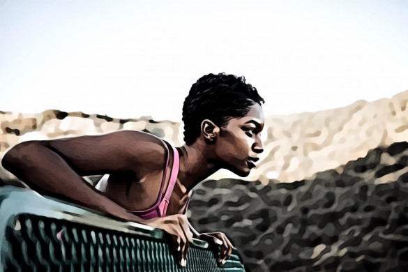 Woman Holding Steel Handrail