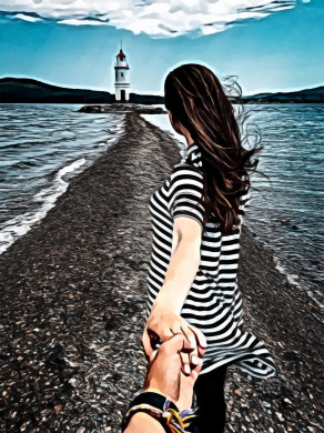 Woman in Stripes Holding Hands With Person Wearing Bracelets