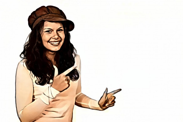 Woman in White Sweater Smiling With White Background