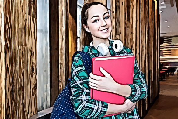 Woman Standing in Hallway While Holding Book