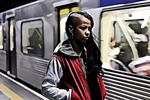 Woman Standing Near the Train