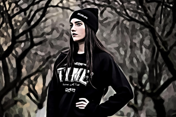 Woman Standing Surrounded by Tress