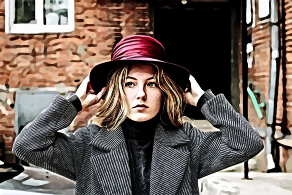 Woman Wearing Purple Hat