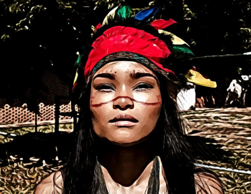 Woman Wearing Red and Black Feather Hat