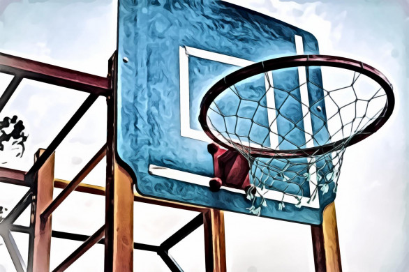 Blue and Brown Basketball Hoop