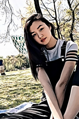 French-Chinese Model Estelle Chen Posting In The Park