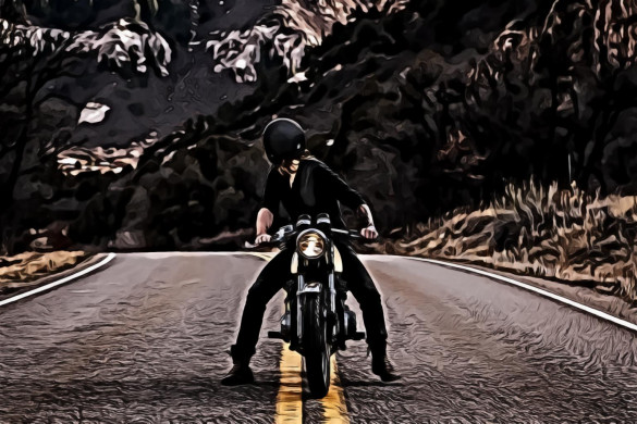 Man Riding Boxer Motorcycle on Road