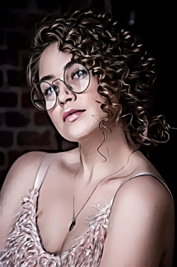 Portrait of Curly Hair Woman