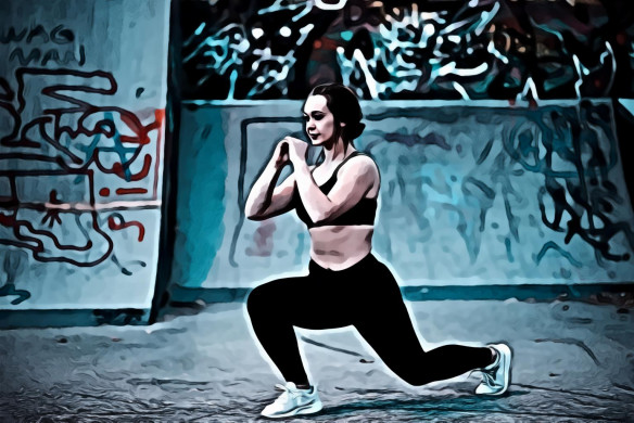 Woman Stretching Beside Wall