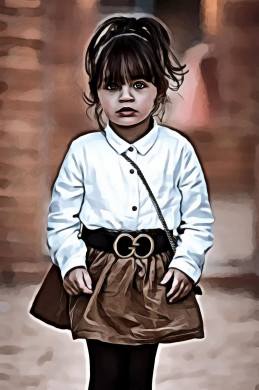 Girl Wearing White Dress Shirt and Brown Skirt