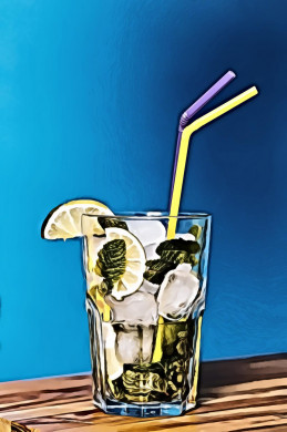 Lime Cocktail Drink With Two Straws