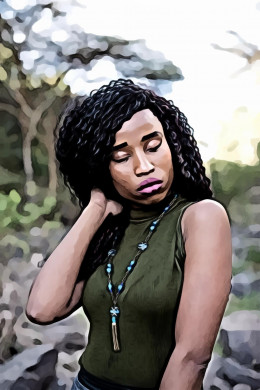 Portrait of Curly Haired Black Woman Posing