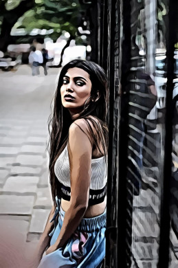 Portrait of Woman Leaning On Fence