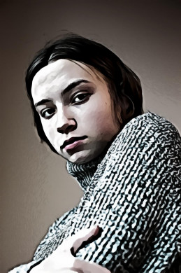 Portrait of Woman Wearing Knitted Sweater