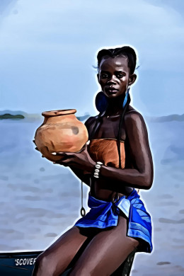 Woman Sitting on Boat Holding Brown Clay Pot
