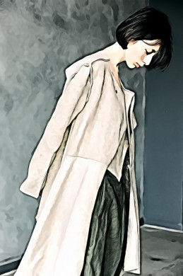 Woman Wearing Long Beige Coat