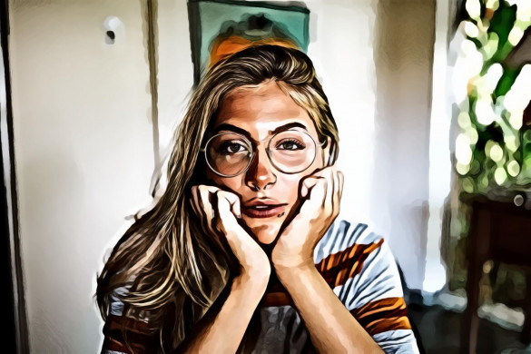 Blonde Woman Wearing Eyeglasses