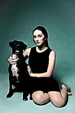 Portrait of Woman Beside Dog
