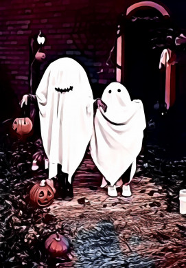 Two People Dressed As Ghost