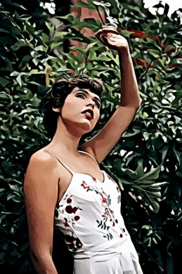 Woman Standing Near Plant While Raising Left Hand Above Head