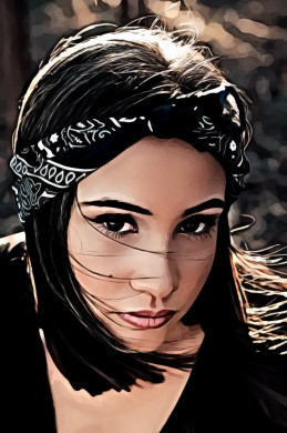 Woman Wearing Black Bandana