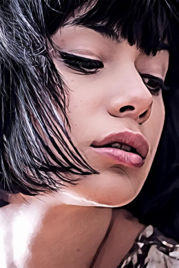 Woman Wearing Black Mascara and Eyeliner Pouting Lips