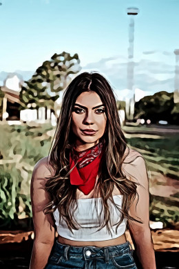 Woman Wearing White Crop Top, Blue Denim Bottoms and Red Bandana