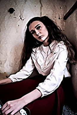 Brown Haired Woman Wearing White Long-sleeved Shirt and Red Skirt