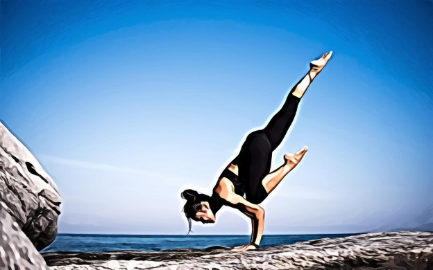 Low Angle View of Woman Relaxing on Beach Against Blue Sky