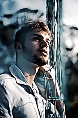 Man Wearing Gray Collared Shirt