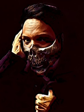 Man Wearing Skull Mask