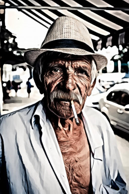 Man With Cigarette In Mouth