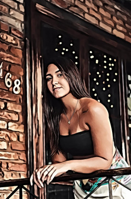 Woman in Black Strapless Crop Top Leaning on Brown Wooden Rail Near Window