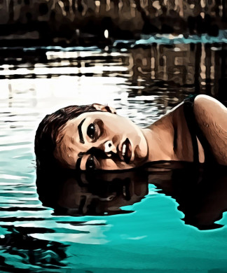 Woman in Water Wearing Brassiere