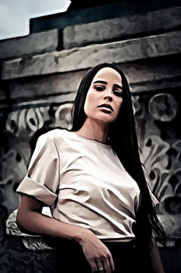 Woman in White Top Posing