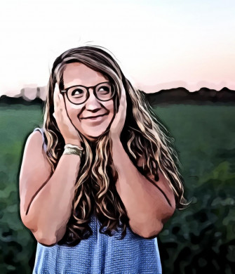 Woman Stand in Grass Field