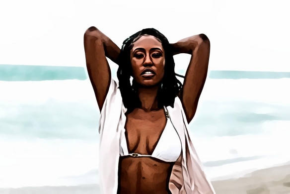 Woman Wearing Bikini on Sea Shore