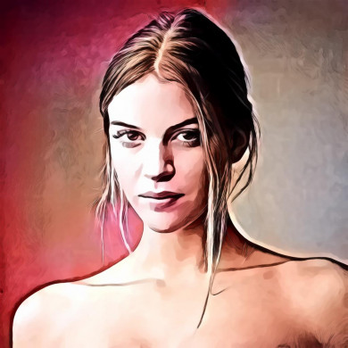 Portrait of topless blonde woman